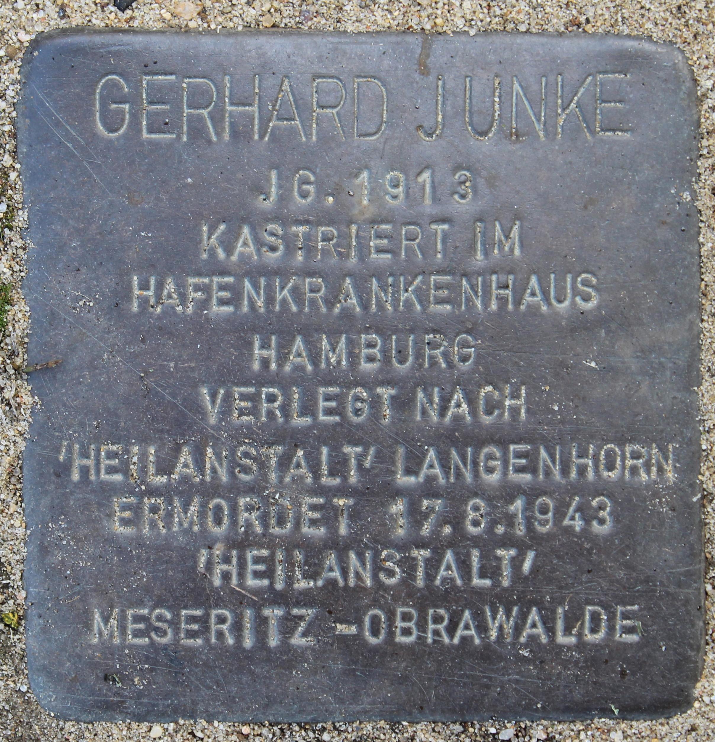 Stolperstein à la mémoire de Gerhard Junke